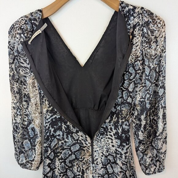 Alice+Olivia Coco Burnout Midi Crepe de Chine Silk Dress, Sz 0 - Picture 5 of 9